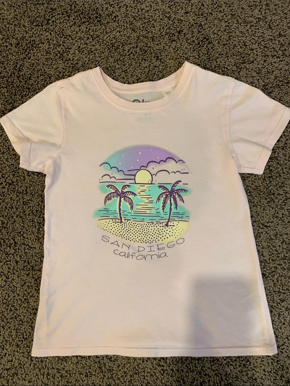 NWOT Girls 100% Cotton San Diego Graphic Tee - Pale Pink